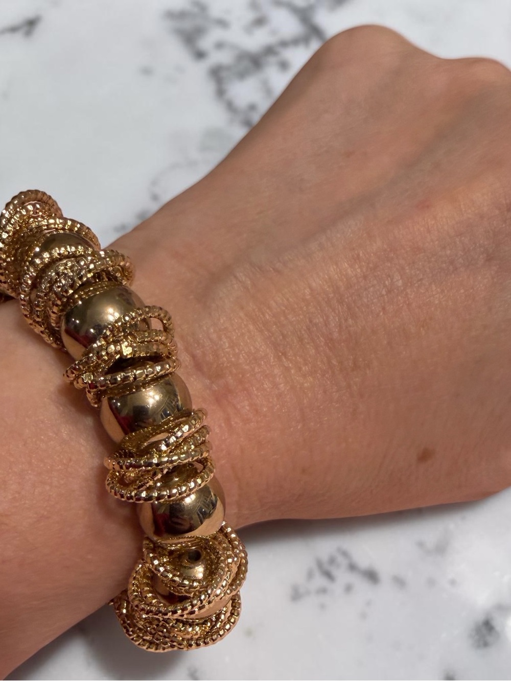 New York & Company Gold Bead and Rope Coil Bracelet